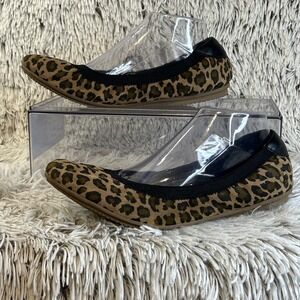 Lands‎ End Womens Comfort Elastic Ballet Flats Shoes Size 11 Cheetah Faux Suede